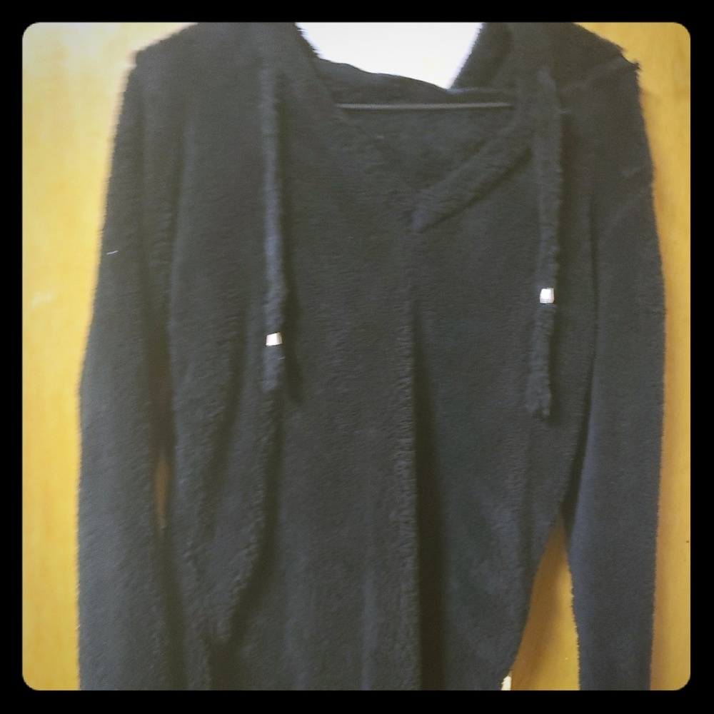 Black shearling hoodie
